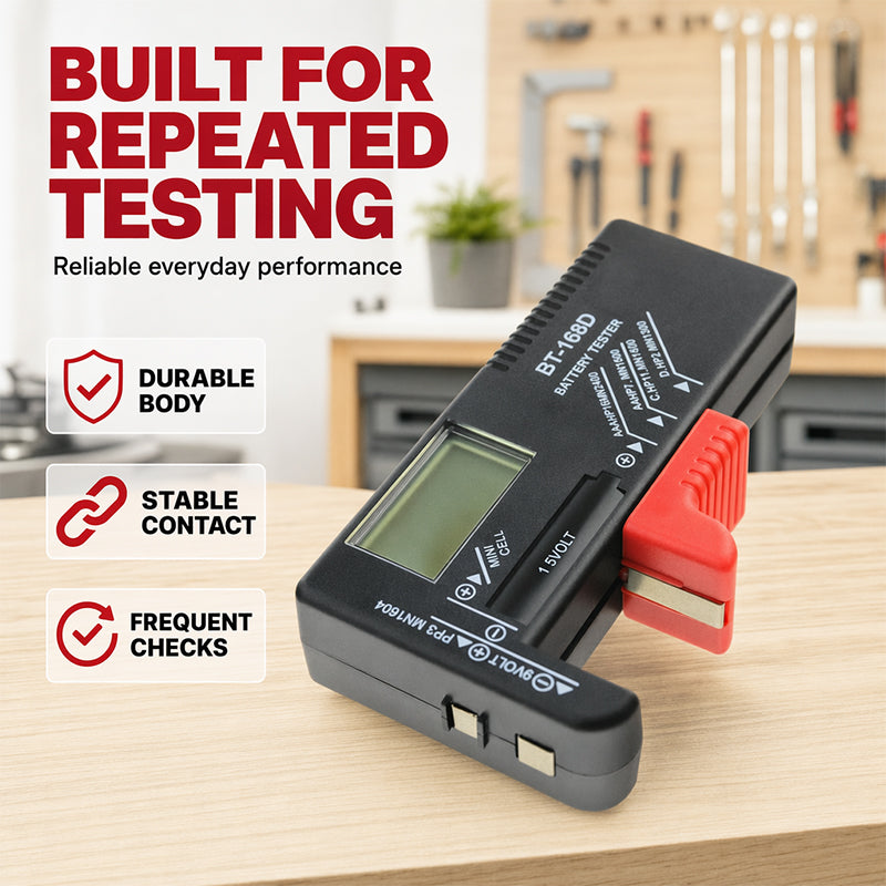 🛒 50% RABATT NU! 🔋 Universell digital batteritestare – Lättavläst display, Kompakt & Enkel hantering – Perfekt för Bilbatterier, Lilla batterier, Verktyg & Hushållsbruk 🌿