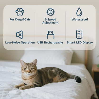 ✂️ 50% DE RÉDUCTION ! 🐾 Tondeuse Silencieuse Animaux – Titane-Céramique + ABS – Rechargeable & 1200 mAh for Chats & Chiens